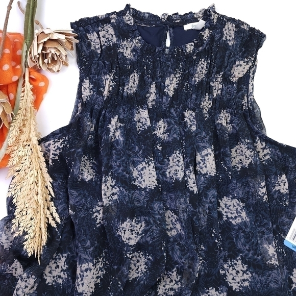 New Joie Blue Beige Patterned Dress Size L - Picture 2 of 15